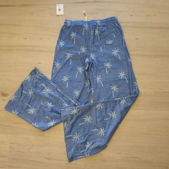 PJ Salvage Blue Palm Tree Lounge Pants NWT - Picture 6 of 6